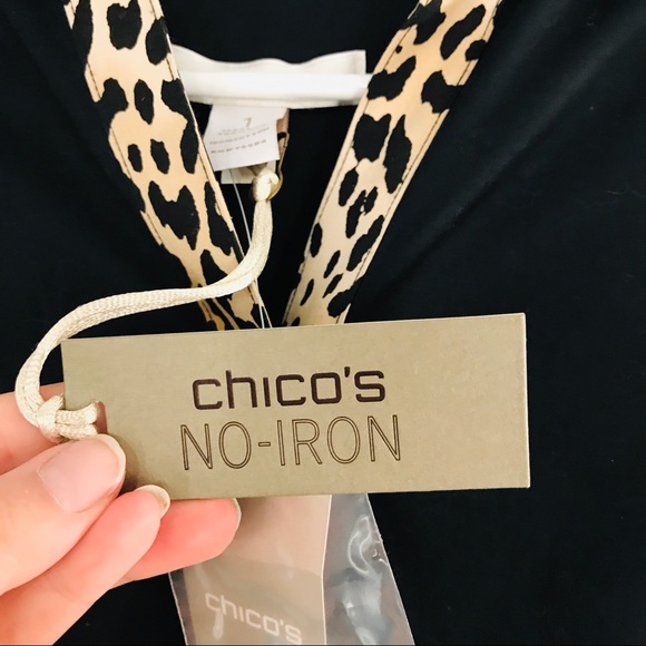 NWT Chico’s No-Iron Leopard Trim Naya Pin-Up Style Effortless Blouse - Picture 3 of 6